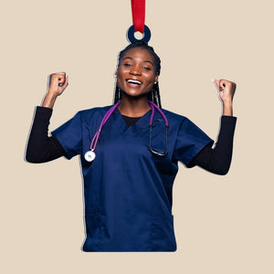 Custom Nurse Photo Ornament, Christmas Tree Decor - Ornament - GoDuckee