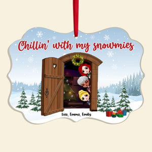 Chillin' With My Snowmies Personalized Christmas Besties Ornament, Gift For Friends - Ornament - GoDuckee