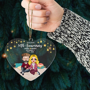 Personalized Old Couple Ornament, Custom Wedding Anniversary, Christmas Tree Decor - Ornament - GoDuckee