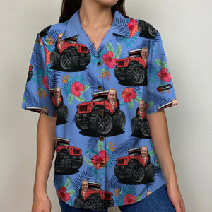 Car And Flower Background - Custom Photo Hawaiian Shirt, Aloha Shirt - Hawaiian Shirts - GoDuckee