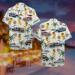Pontoon Duck Hawaiian Shirt - Pontoon Boat & Duck Pattern Fol7-Vd1 - Hawaiian Shirts - GoDuckee