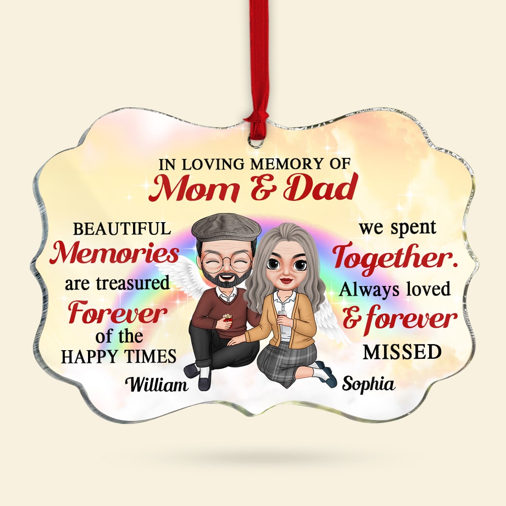 In Loving Memory Of Mom & Dad Personalized Heaven Family Ornament, Christmas Tree Decor - Ornament - GoDuckee