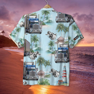 Custom Photo Hawaiian Shirt, Aloha Shirt and Mens Beach Shorts - Truck With Summer Background - Hawaiian Shirts - GoDuckee