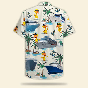Cruising Duck Hawaiian Shirt - Gift for Cruise Trips - Duck & Cruise Pattern - Hawaiian Shirts - GoDuckee