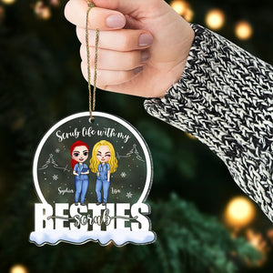 Scrub Life With My Scrub Bestie Personalized Friend Nurse Ornament, Christmas Tree Decor - Ornament - GoDuckee