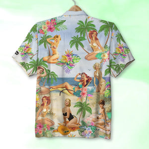 Pin Up Girl Hawaiian Shirt And Men Beach Shorts, Gift For This Summer - Hawaiian Shirts - GoDuckee