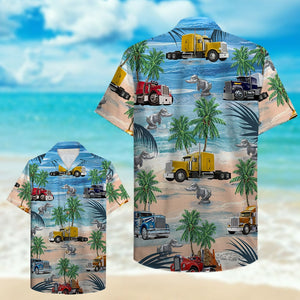 Trucker Semitruck Hawaiian Shirt, Aloha Shirt - Hawaiian Shirts - GoDuckee