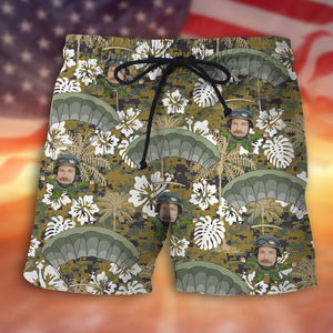 Custom Photo Hawaiian Shirt, Aloha Shirt and Mens Beach Shorts - Military Background - Hawaiian Shirts - GoDuckee