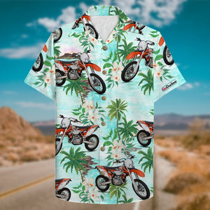 Custom Photo - Motocross Hawaiian Shirt - Coconut Tree Pattern - Hawaiian Shirts - GoDuckee
