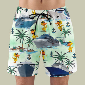 Cruising Duck Hawaiian Shirt & Men Beach Shorts - Palm Tree Pattern - Hawaiian Shirts - GoDuckee