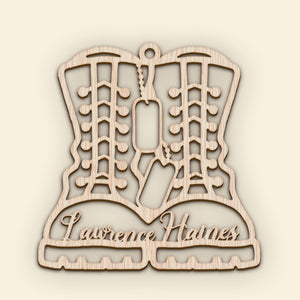 MIlitary Boots - Personalized Wood Ornament - Christmas Gift For Veteran - Ornament - GoDuckee