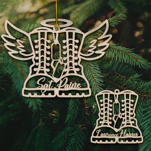MIlitary Boots - Personalized Wood Ornament - Christmas Gift For Veteran - Ornament - GoDuckee