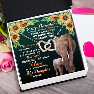 My Love Will Follow You - Personalized Interlocking Hearts Necklace - Gift for Daughter - Jewelry - GoDuckee