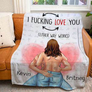 I Fk Love You Naughty Couple Personalized Blanket - Blanket - GoDuckee