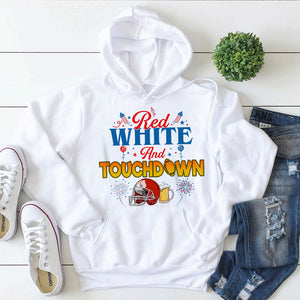 Red White And Touchdown Personalized Football 4th Of July Shirt Gift For Football Lovers - Shirts - GoDuckee