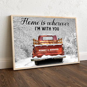 Home is wherever I'm with you Poster - Custom Family Name - vintage truck - Poster & Canvas - GoDuckee