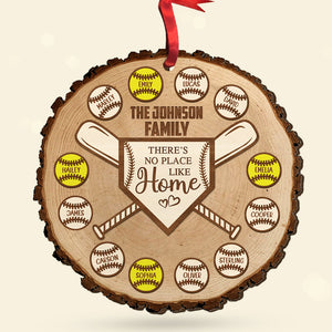 There's No Place Like Home Personalized Baseball Family Ornament, Christmas Tree Decor - Ornament - GoDuckee