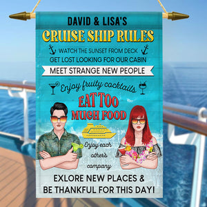 Personalized Cruise Couple Flag - Cruise Ship Rules - Couple With Arms Crossed - Flag - GoDuckee