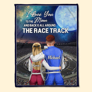 I Love You To The Moon And Back Personalized Racing Blanket, Gift For Couple - Blanket - GoDuckee