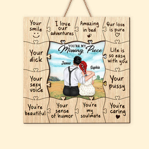 You're My Missing Piece Personalized Couple Wood Sign, Gift For Couple - Wood Sign - GoDuckee