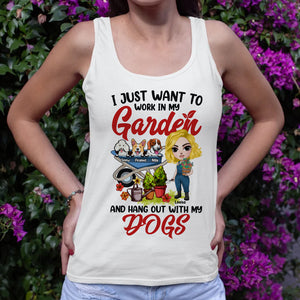 I Just Want To Work In My Garden And Hang Out With My Dogs Personalized Gardening Shirt - Shirts - GoDuckee
