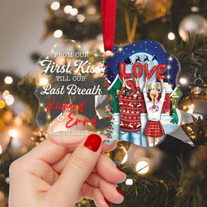From Our First Kiss Till Our Last Breath, Personalized Couple Acrylic Ornament, Christmas Gift - Ornament - GoDuckee