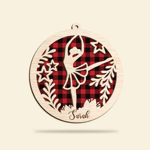 Ballet With Plaid Pattern Background - Personalized Ornament - Gift for Ballet Girl - Ornament - GoDuckee