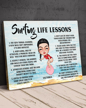 Surfing Life Lessons Personalized Surfing Canvas Print - Poster & Canvas - GoDuckee