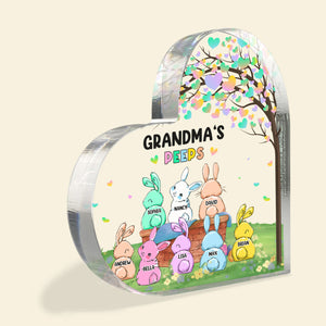Grandma's Peeps, Personalized Heart Shaped Acrylic Plaque, Easter Gift For Grandma - Decorative Plaques - GoDuckee