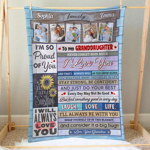 To My Granddaughter I'm So Proud Of You Personalized Blanket, Gift For Family - Blanket - GoDuckee