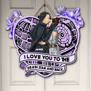 Couple Love You To The Planet And Back, Personalized Space Couple Wood Sign - Wood Sign - GoDuckee