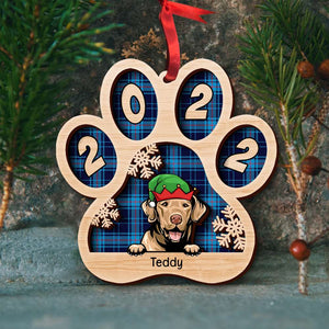 Dog Paw Personalized Wood Ornament, Christmas Tree Decor For Dog Lovers - Ornament - GoDuckee