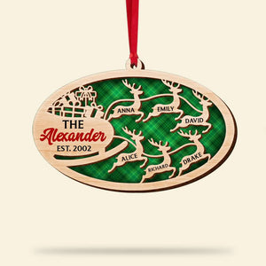 Family Reindeer Personalized Layer Wood Ornament - Ornament - GoDuckee