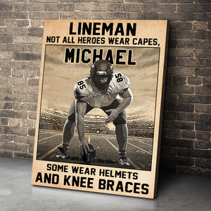Personalized American Football Lineman Poster - Not All Heroes Wear Capes - Poster & Canvas - GoDuckee