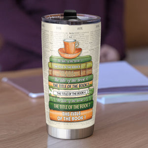 Personalized Book Lover Tumbler Cup, Custom Book Titles, Gift For Her - Tumbler Cup - GoDuckee