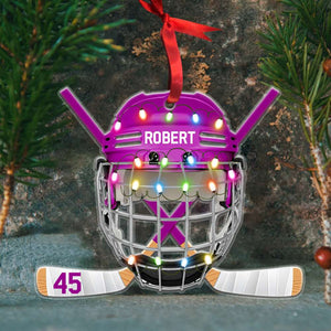 Ice Hockey Helmet, Personalized Ornament, Christmas Tree Decor - Ornament - GoDuckee