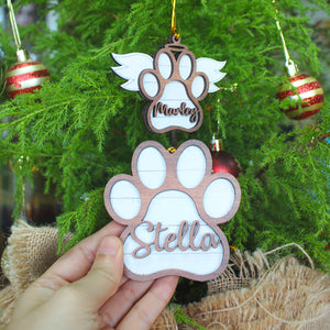Personalized Puppy Paw Wood Ornament, Christmas Tree Decoration - Ornament - GoDuckee