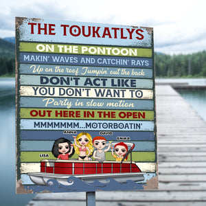 Personalized Pontoon Friends Metal Sign - Makin' Waves And Catchin' Rays - Metal Wall Art - GoDuckee