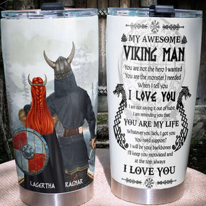 Personalized Viking Couple Tumbler Cup - My Awesome Viking Man - Tumbler Cup - GoDuckee