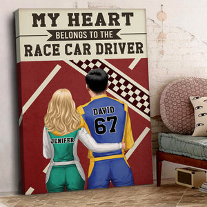 Personalized Racing Couple Poster - My Heart Belongs To The Center - Couple Shoulder to Shoulder - Poster & Canvas - GoDuckee