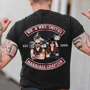 Personalized Biker Couple Shirts - Marriage Chapter - Shirts - GoDuckee