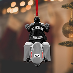 Biker Man Back Riding Touring Motorcycle - Personalized Acrylic Ornament-Gift For Biker, Motorcycle Lovers - Ornament - GoDuckee