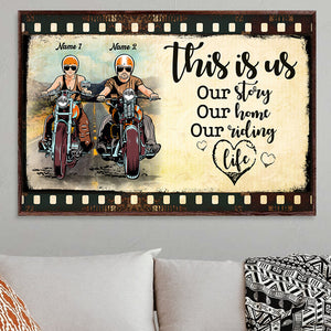 Personalized Biker Couple Poster - This Is Us, Our Story, Our Home, Our Riding Life - Film Frame - Poster & Canvas - GoDuckee