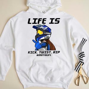 Motocross Girl Life Is Kick Twist Rip - Personalized Shirts - Gift for Motocross Rider - Shirts - GoDuckee