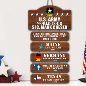 Personalized Veteran World Tour Wood Sign, Been There Done That And Da*n Proud Of It - Wood Sign - GoDuckee