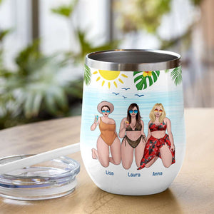 Friends We Don't Skinny Dip We Chunky Dunk! - Personalized Wine Tumbler - Wine Tumbler - GoDuckee