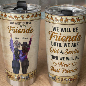 Personalized Cowgirls Bestie Tumbler Cup - Friends Until We're Old and Senile - Tumbler Cup - GoDuckee