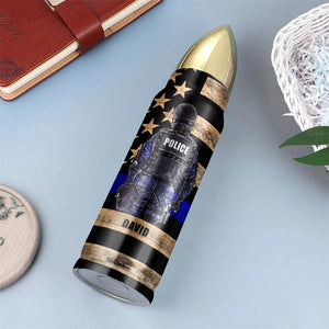 Police Bullet Tumbler - Custom Police Badge's Name - When You Feel Like Quitting - Water Bottles - GoDuckee