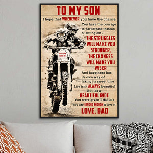 Personalized Motocross Father & Son Poster - Struggles Will Make You Stronger - Vintage - Poster & Canvas - GoDuckee