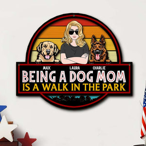 Being A Dog Mom Is A Walk In The Park, Personalized 2 Layers Wood Sign, Gifts for Dog Lovers - Wood Sign - GoDuckee